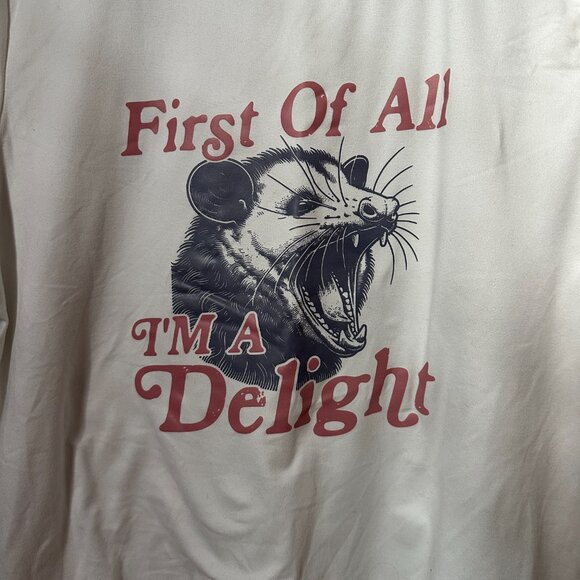 I'm a Delight Opossum T-shirt | White with Pink Lettering | Size XL | NWOT - Picture 3 of 5